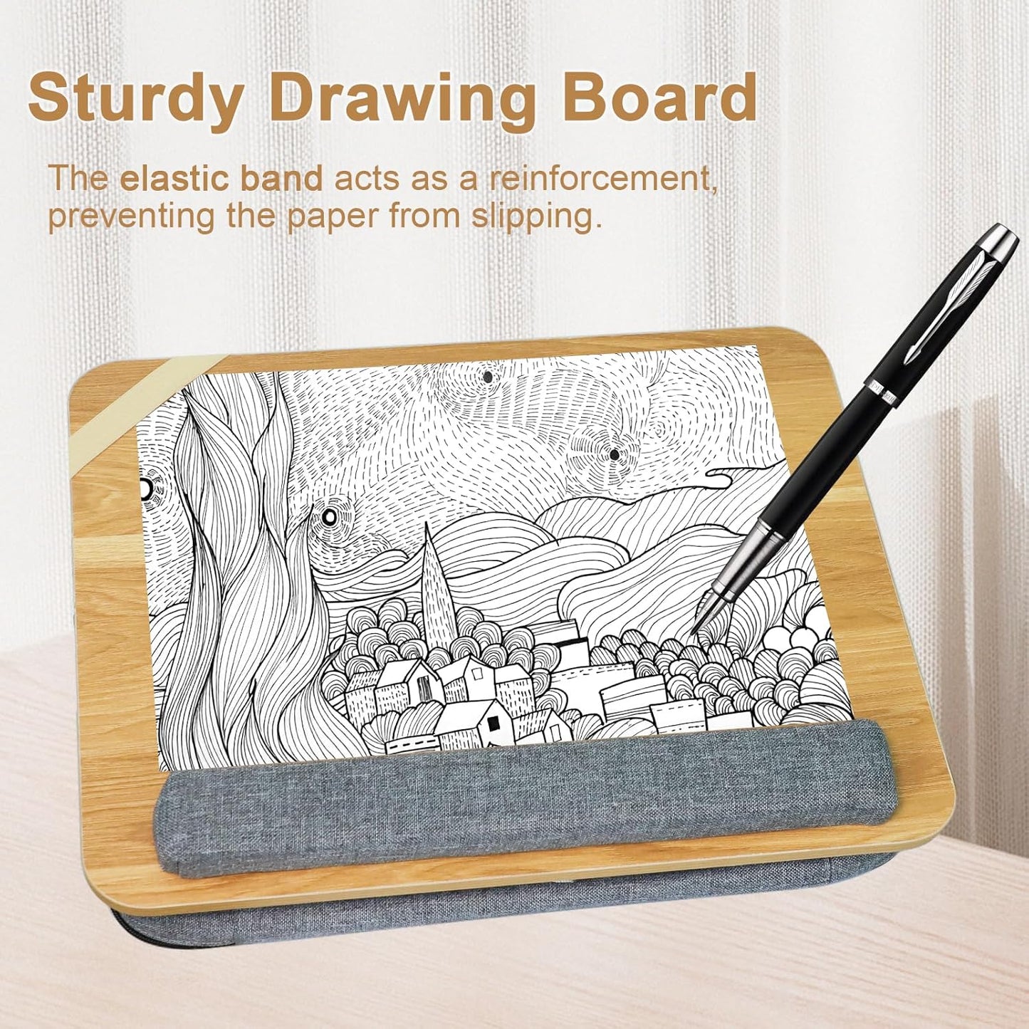 Lap Desk for Laptop Stand with Cushion, Adults with Storage Fits Up to 15.6in, Combines Features Bag and Pillow Table by Travel, Portable Workstation for Home College Office(Light Brown)