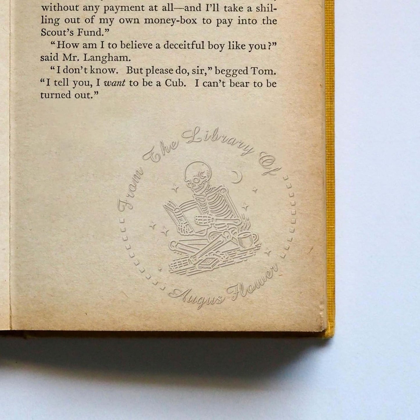 Skull Themed Library Book Embosser，Custom Book Business Card Paper Document Notebook，Self Inking Stamp，Book Lover Gifts，Christmas Gifts (Style01)