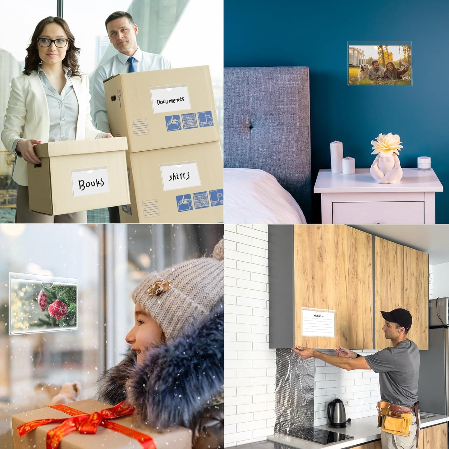 TOTiyea 50 Pack Clear Adhesive Pockets for Index Card Sleeves and Planners, Top Loading, Plastic Label Holder for Note Cards (5x7 Inches)