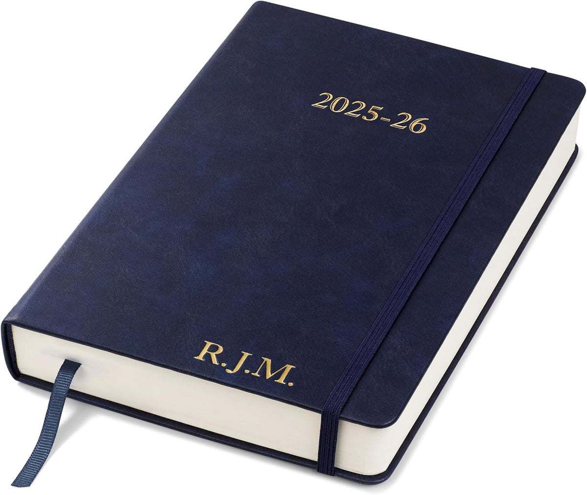 Wykeham's Executive 2025-26 Daily Journal Planner – Mid-Year Academic Diary (Personalized Royal Blue, 8.5"×5.5")