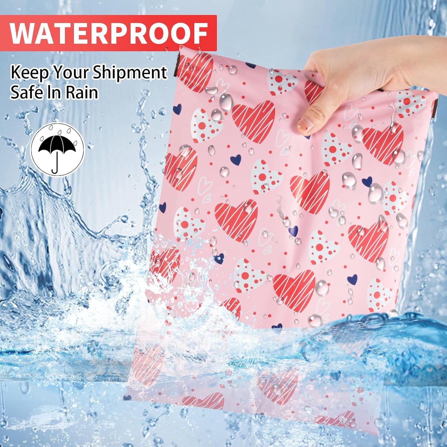 Oududianzi Poly Mailers 10X13, 50Pack Shipping Bags, Fashion Shipping Envelopes, Plastic Packaging Bags, Self-Seal Polymailers, Mailing Poly Bags for Business, Clothing (Simple Love)