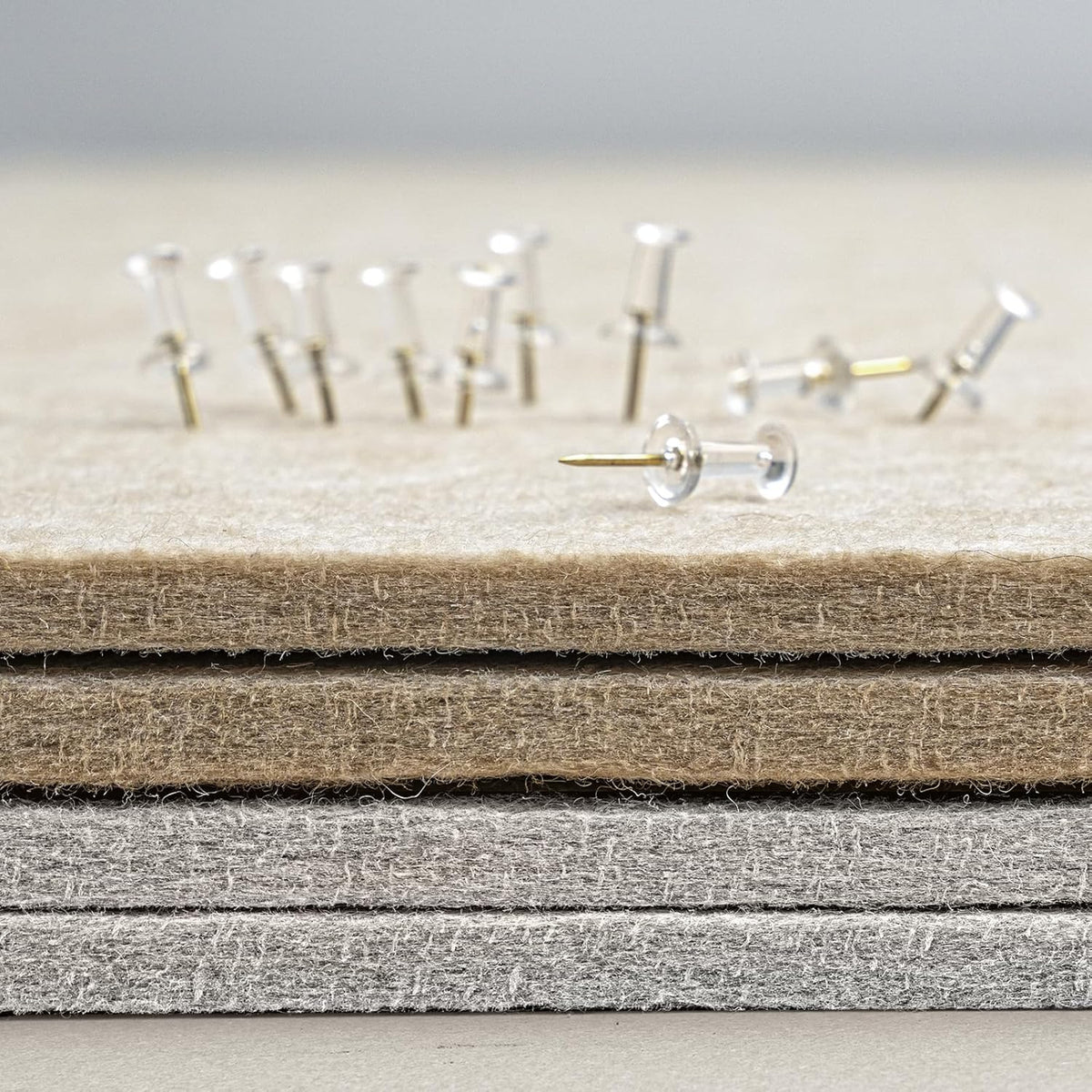 Bulletin Board, 36 x 24 Inches Felt Pin Board, Cork Alternative for Wall, 3' x 2' Foldable Self-Adhesive Vision Board with 20 Pushpins - Light Gray