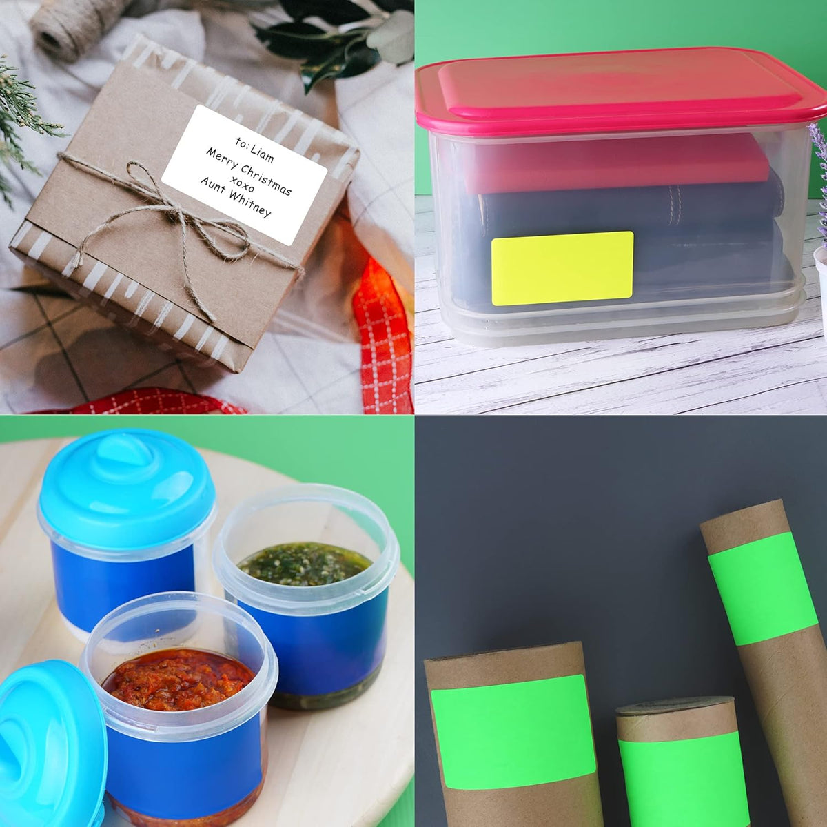 Royal Green Blank Label Stickers 4x2 inch Rectangular Sticker Roll in Pastel Yellow (7.5cm x 2.5cm) 250 Pack