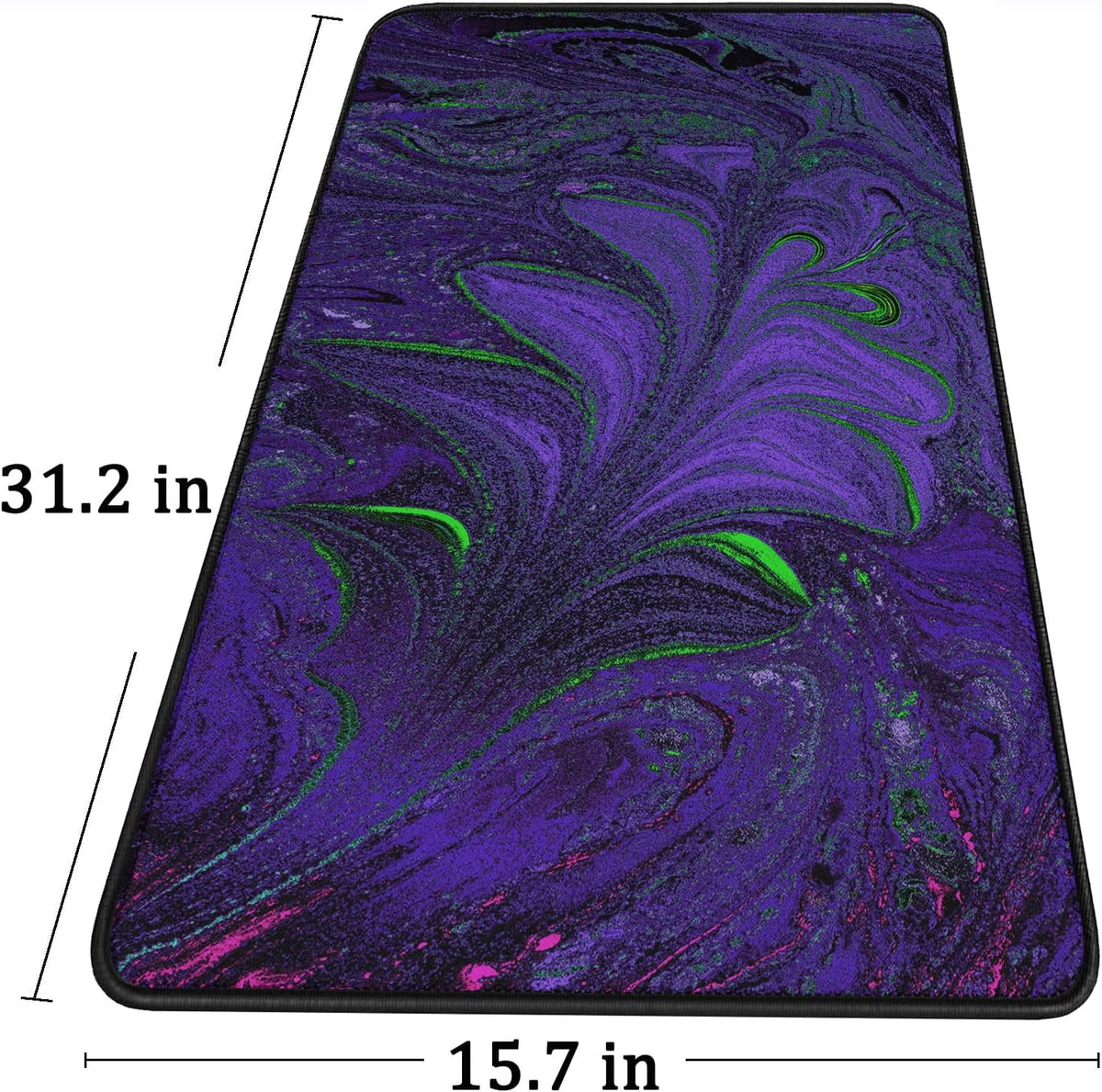 Large Mouse Pad with Stitched Edges, Durable Non-Slip Natural Rubber Base, Waterproof Computer Keyboard Pad Mat for Esports Pros/Gamer/Desktop/Office/Home - Purple Green