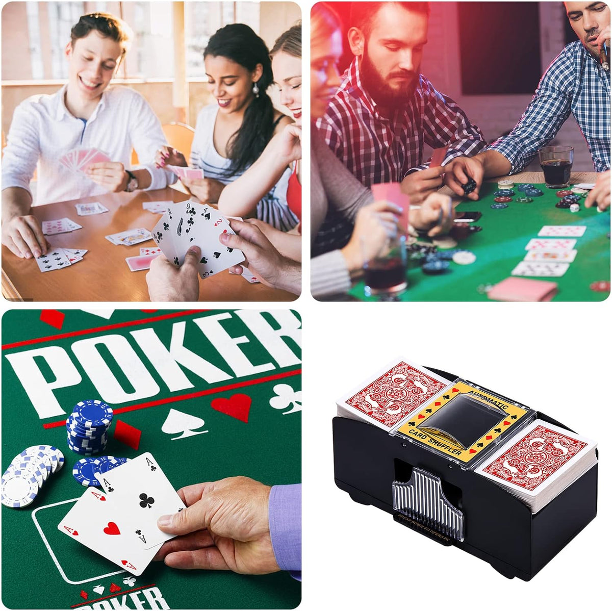 Unniweei Automatic Card Shuffler, Battery-Operated Electric Shuffler, Casino Card Game for Poker, Home Card Game, UNO, Phase10, Texas Hold'em, Blackjack, Home Party Club Game