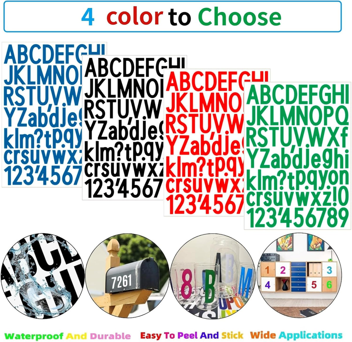 10 Sheets Letter Stickers, Alphabet & Number Stickers, 1.5 inch Vinyl Self-Adhesive, Mailbox Numbers, Cup Labels, Holiday Party Decoration (Red, 1.5 inch)