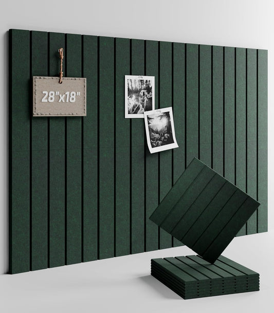 Felt Bulletin Board Tiles -28"x18" with 40 Adhesive Tabs, Cork Board Alternative for Office Decor, Push Pin Board Wall Organizer 6-Pack (Aurora Green)