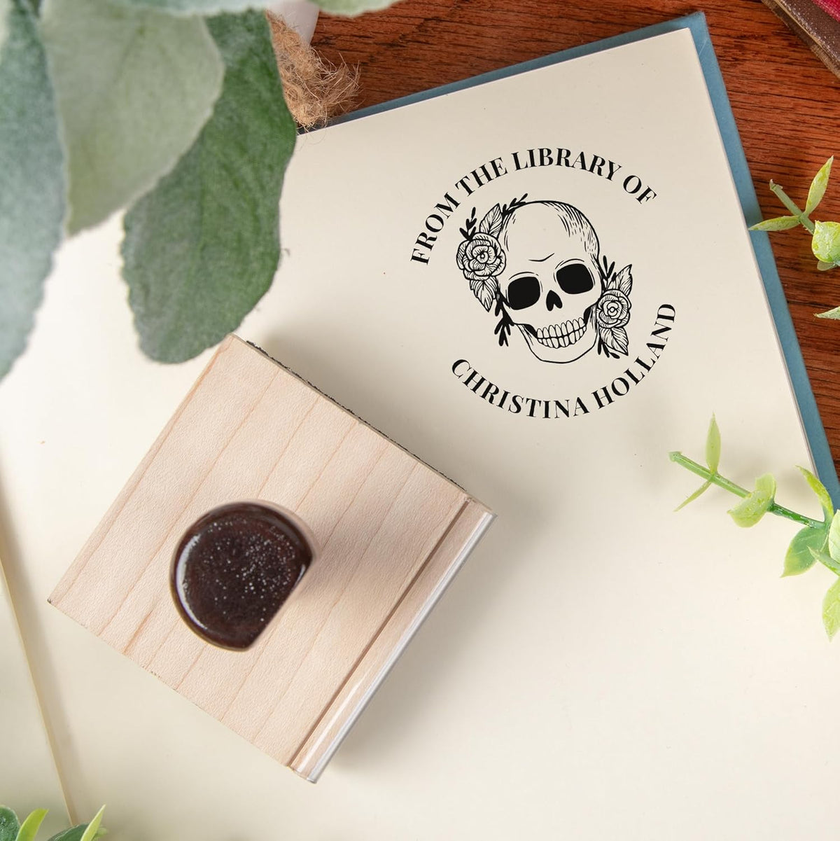 from The Library of Embossers & Stamps for Fantasy Book Readers | Custom Embosser | Custom Stamp | Ex Libris | Elevate Your Fantasy Collection of Stories and Novels (Design 16, Wood Hand Stamp)