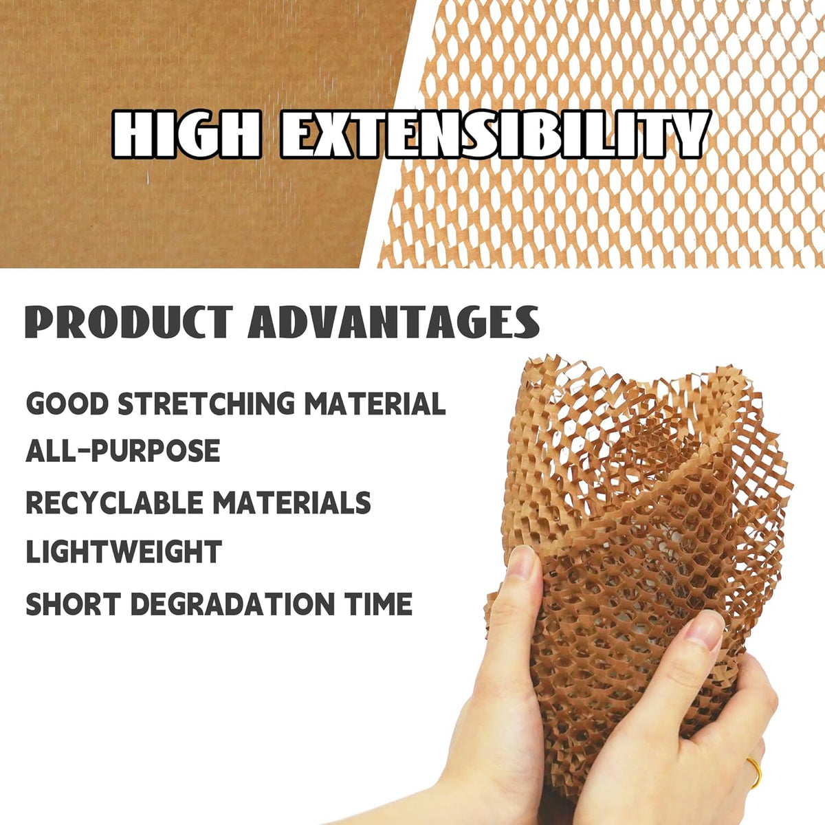 Uptotop Honeycomb Packing Paper, 10" x60' Cushioning Wrap for Moving Shipping Wrapping Paper, Cushioning Wrap Protective Roll with 12 Fragile Sticker Labels