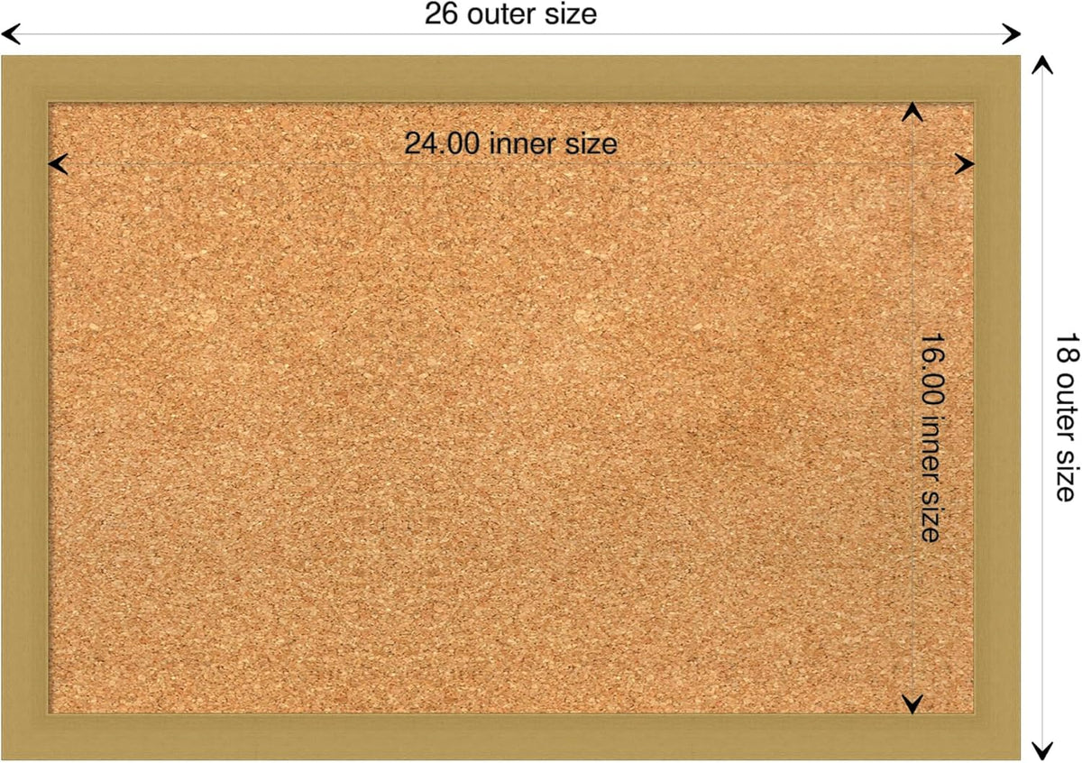 Amanti Art Natural Cork Board for Wall, 18x26 Vision Board with Gold Frame, Medium Corkboard Office Decor for Home Organization, Casual Corkboard Pinboard to display items for home organization