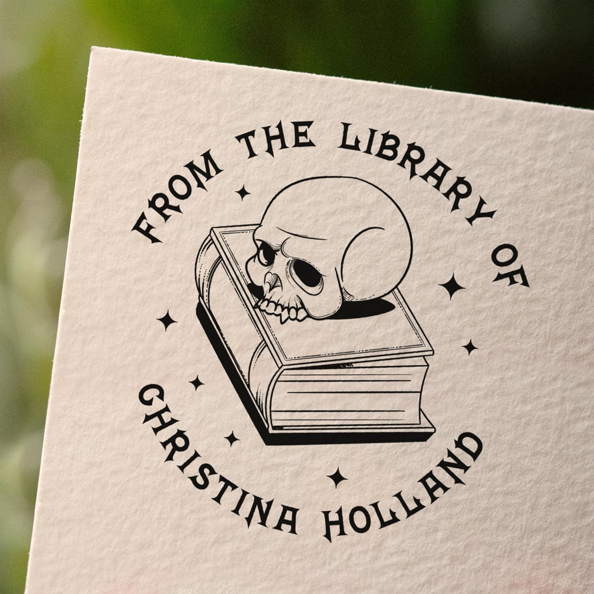 from The Library of Embossers & Stamps for Fantasy Book Readers | Custom Embosser | Custom Stamp | Ex Libris | Elevate Your Fantasy Collection of Stories and Novels (Design 15, Wood Hand Stamp)