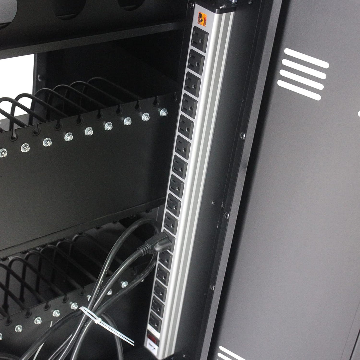 36 Device Charging Cart for Laptops and Tablets Up to 16.3-inch, Mobile Charging Station with AC Outlets, Secure Storage and Cable Management, Mobile Charging Cabinet for Ipads, Chromebooks, Black