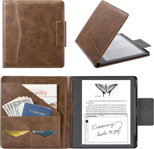 CoBak Premium PU Leather Case for Kindle Scribe 10.2", TouchPad D10, Boox Note Air 5, Folio Cover with Pen Holder, Auto Sleep/Wake, Card Slots & File Folders for Business, Not for Remarkable