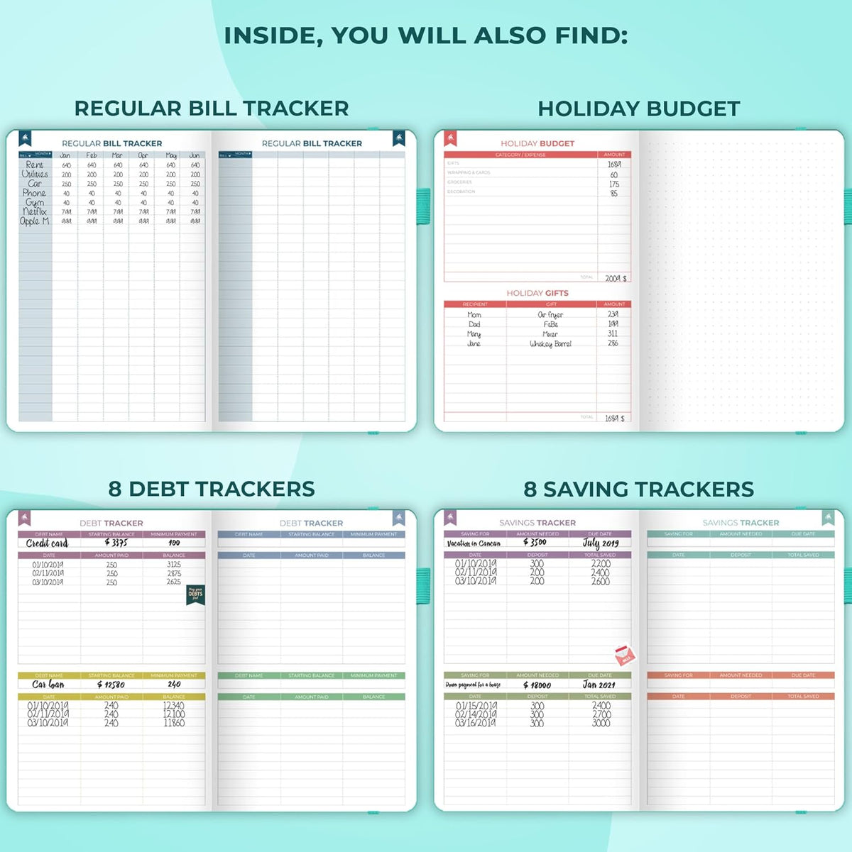 Clever Fox Budget Book 2.0 – Simple Budgeting Planner for Beginners – Financial Notebook with Money Spending, Debt & Bill Tracker (Turquoise)