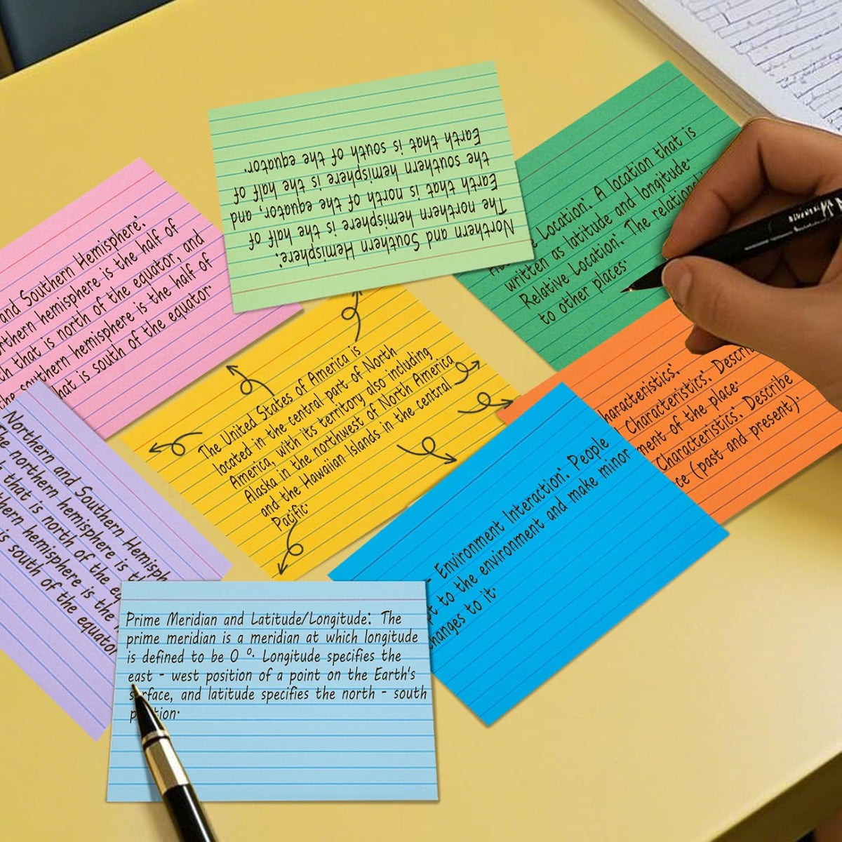 Koogel 4x6 Index Cards, 180 Count, Colored Large Index Card Lined Ruled both Side for Back to School, Heavy Notecard Flashcard for Studying School College Office Supplies, 9 Assorted Colors