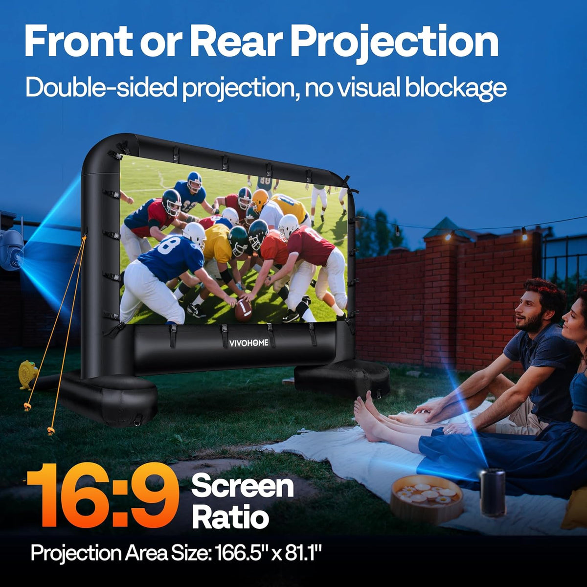 VIVOHOME 20 FT Inflatable Projector Screen for Outside, Blow Up Movie Screen Outdoor Use, Mega Large TV Screen with Carry Bag for Backyard, Tube Leg Support