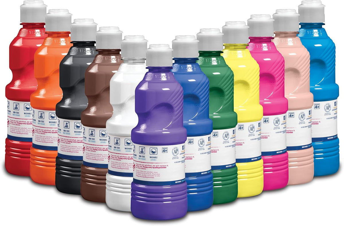 Prang Washable Tempera Paint, Assorted Colors, 16 Oz., 12 Count
