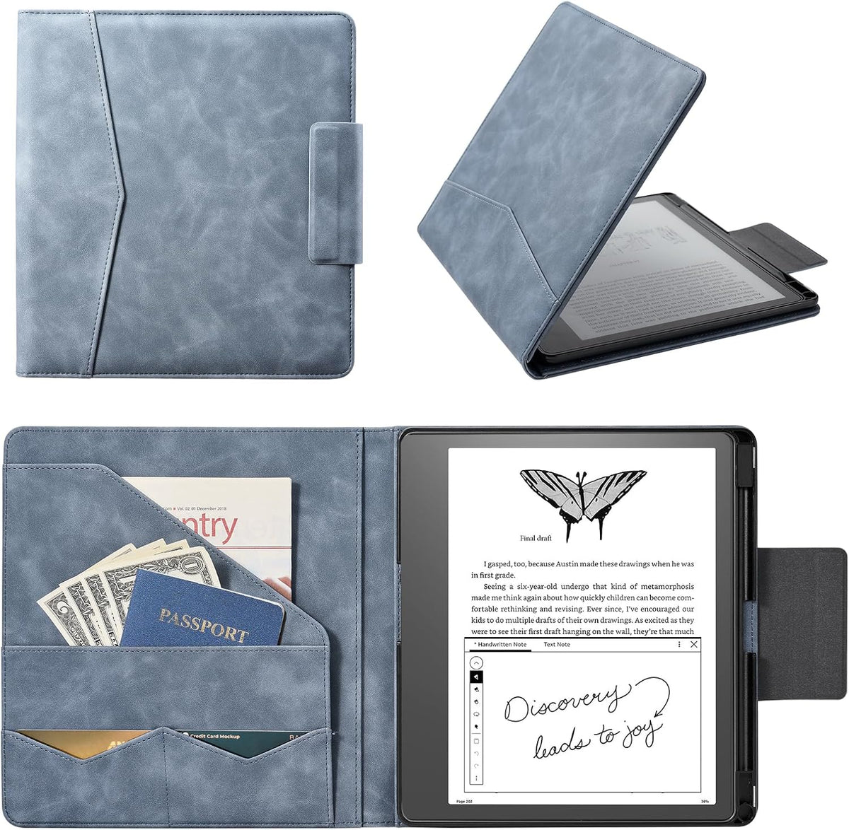 CoBak Premium PU Leather Case for Kindle Scribe 10.2", TouchPad D10, Boox Note Air 6, Folio Cover with Pen Holder, Auto Sleep/Wake, Card Slots & File Folders for Business, Not for Remarkable