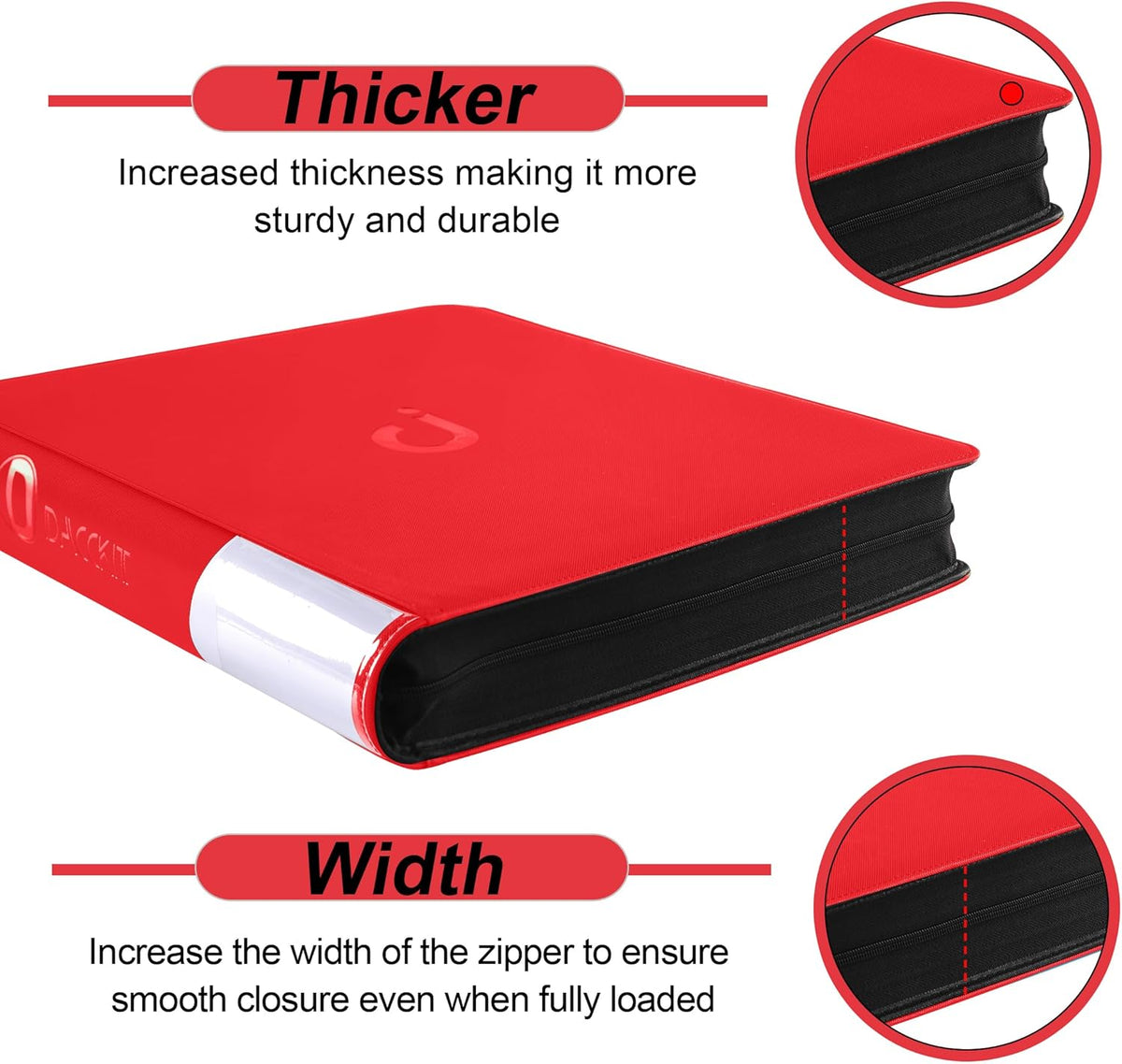 Premium Card Binder 16 Pocket - Fits 1600 Cards，4X4 Ringless Card Album with Sleeves for Trading Cards & Sports Cards（Model C，Classic Red）
