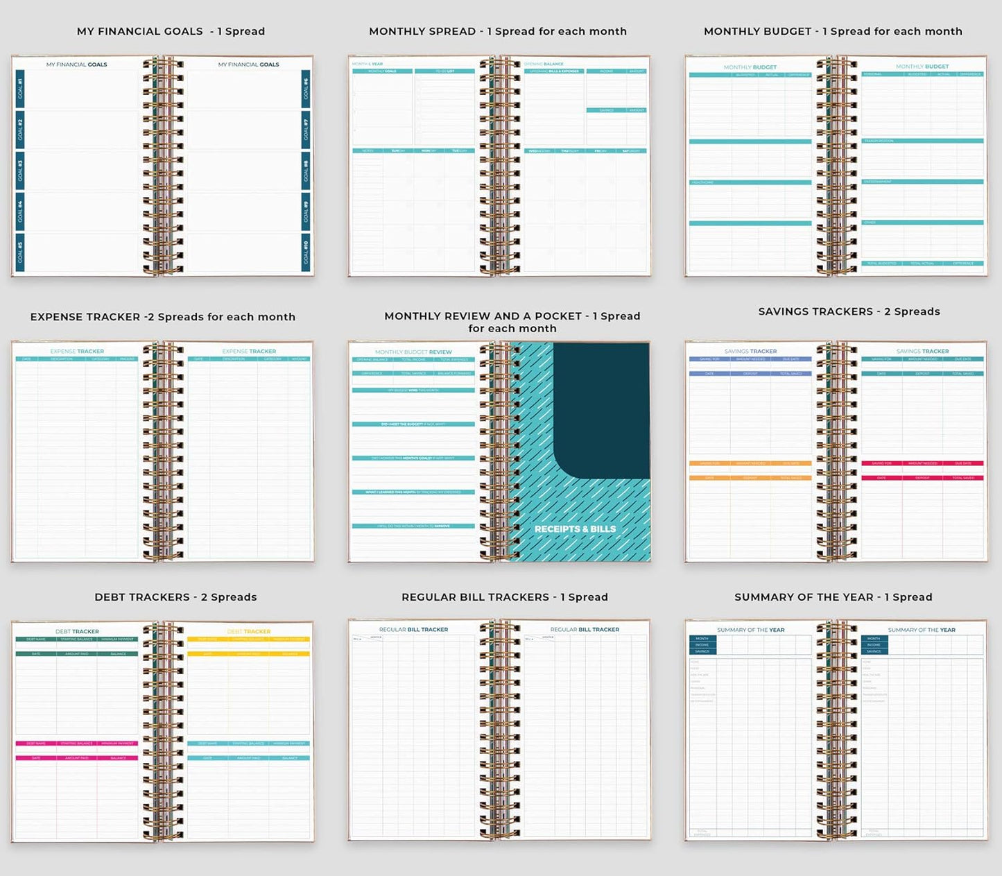 Clever Fox Budget Planner & Monthly Bill Organizer With Pockets. Expense Tracker, Budgeting Journal & Financial Book. Medium, 5.1x8.2" (Rose Gold)