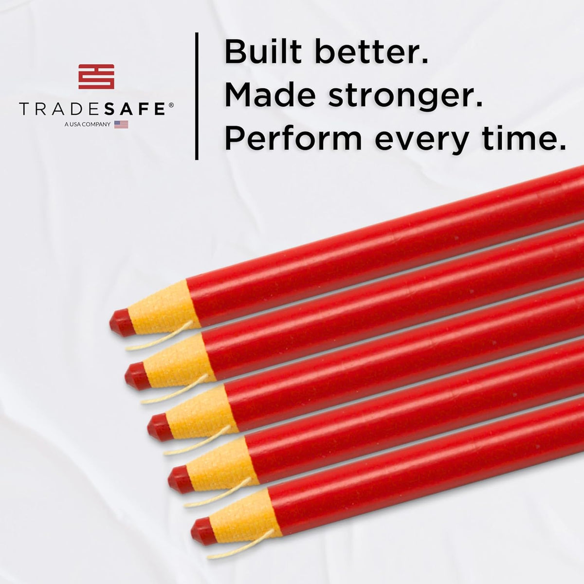 TRADESAFE China Markers Grease Pencils - 5 Red Grease Markers, Peel-Off Wax Pencils for Labeling on Metal, Glass, Vinyl, Wood, Fabric, Rubber, No Sharpening Needed