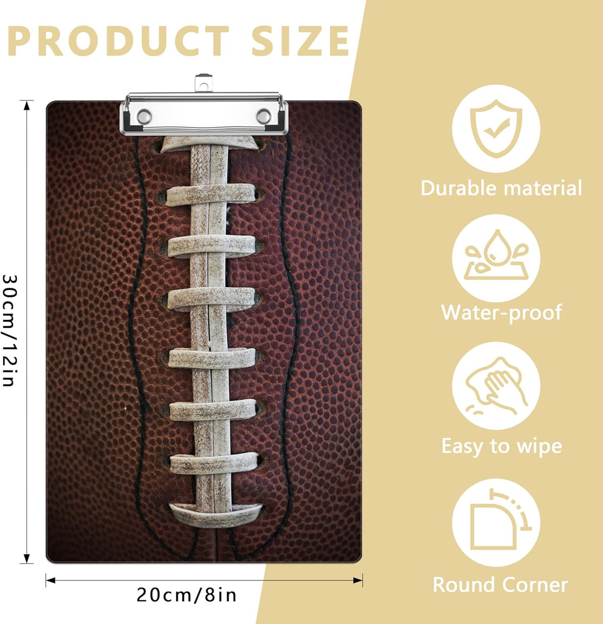 American Football Plastic Clipboards,Decorative Plastic Acrylic Clipboard for Teacher Social Worker Students Office Supplies 8 * 12
