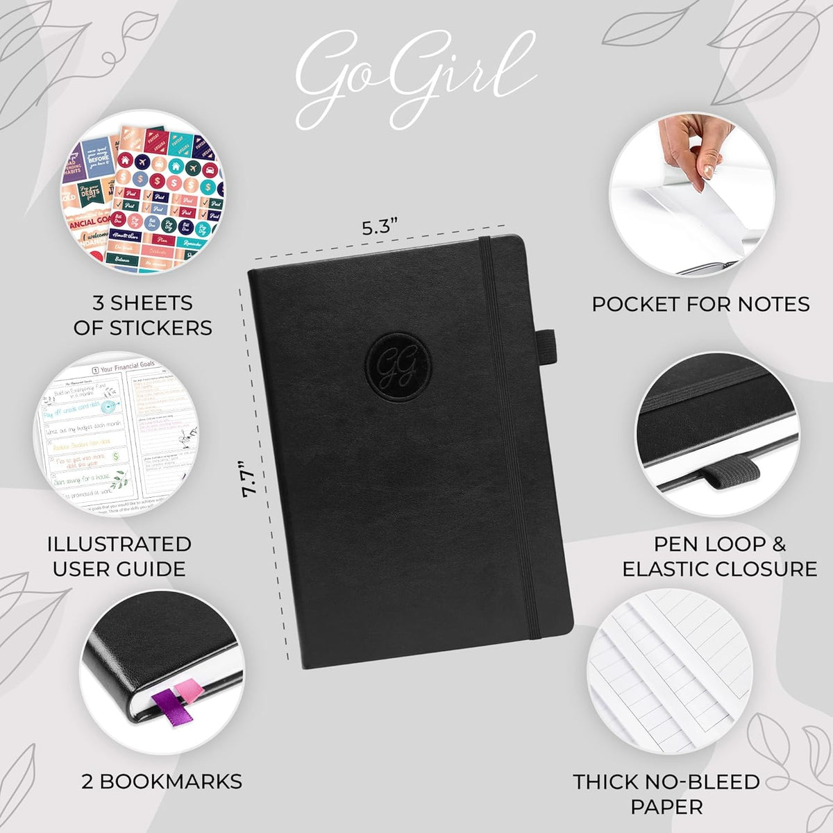 GoGirl Budget Planner – Monthly Financial Planner Organizer Budget Book. Expense Tracker Notebook Journal to Control Money, Compact (Black)