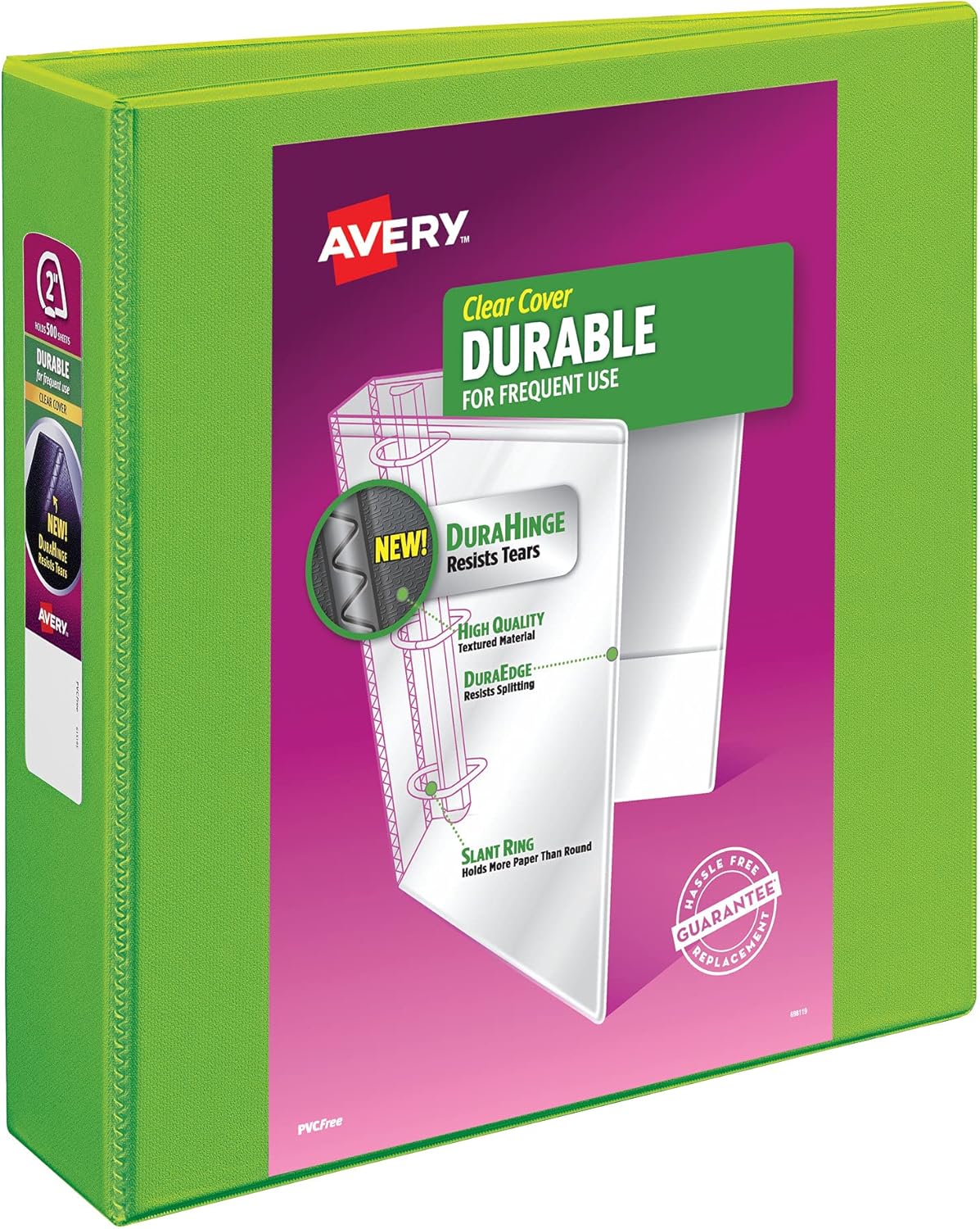 Avery Durable View 3 Ring Binder, 2 Inch Slant Rings, 6 Green Binders (17838)
