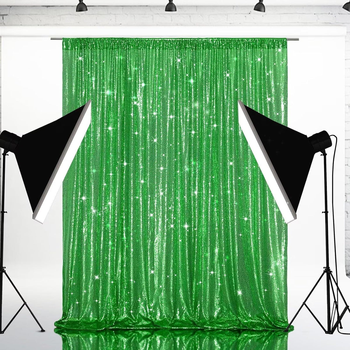 Eternal Beauty Green Sequin Backdrop, 10x10 Ft Glitter Background Curtains for Christmas Shimmer Photography Party Wedding Birthday Back Drop Decor