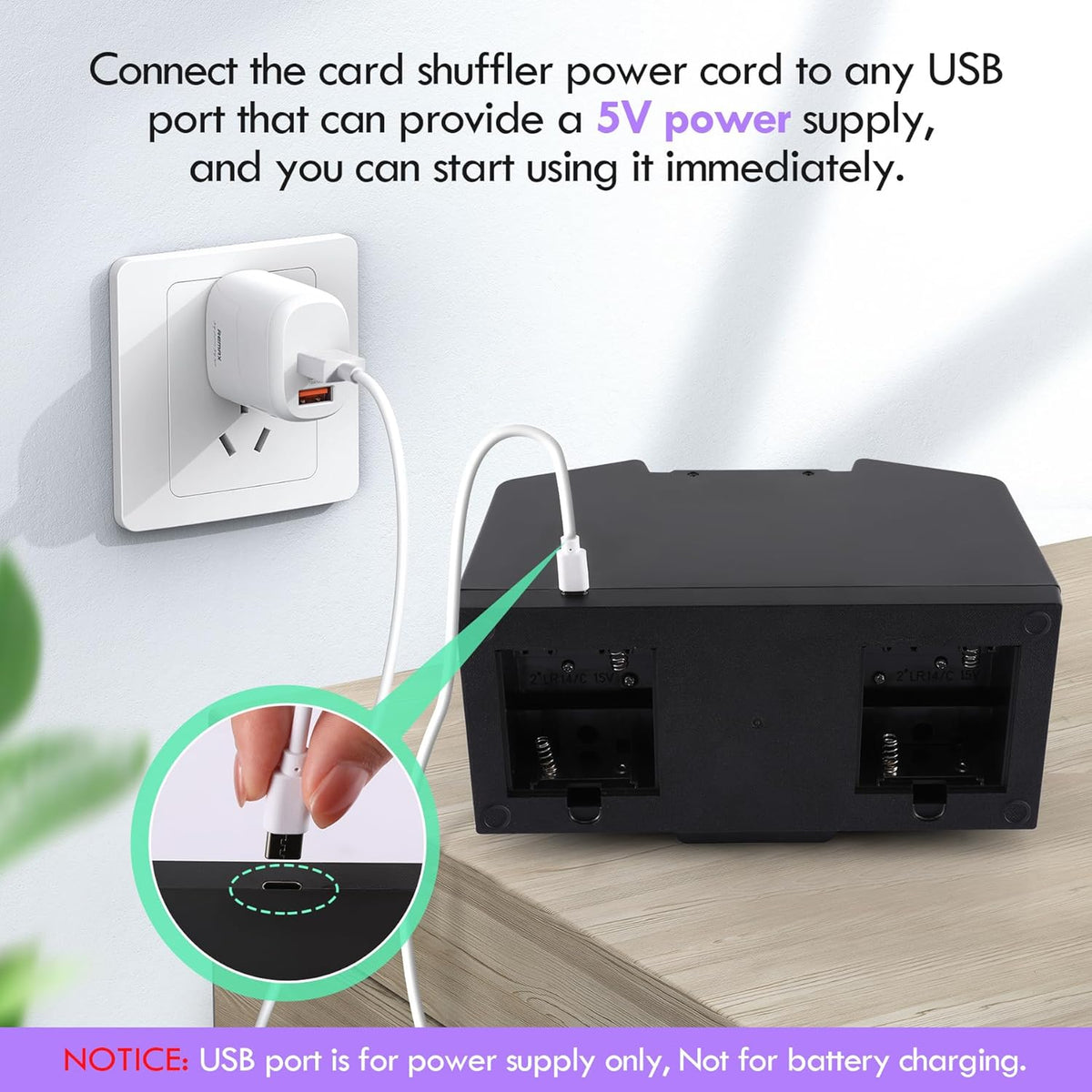 Card Shuffler 4 Deck Automatic, USB-Power & Battery-Operated Electric Shuffler Machine, Playing Card Shuffler for UNO,Poker,Home Card Games