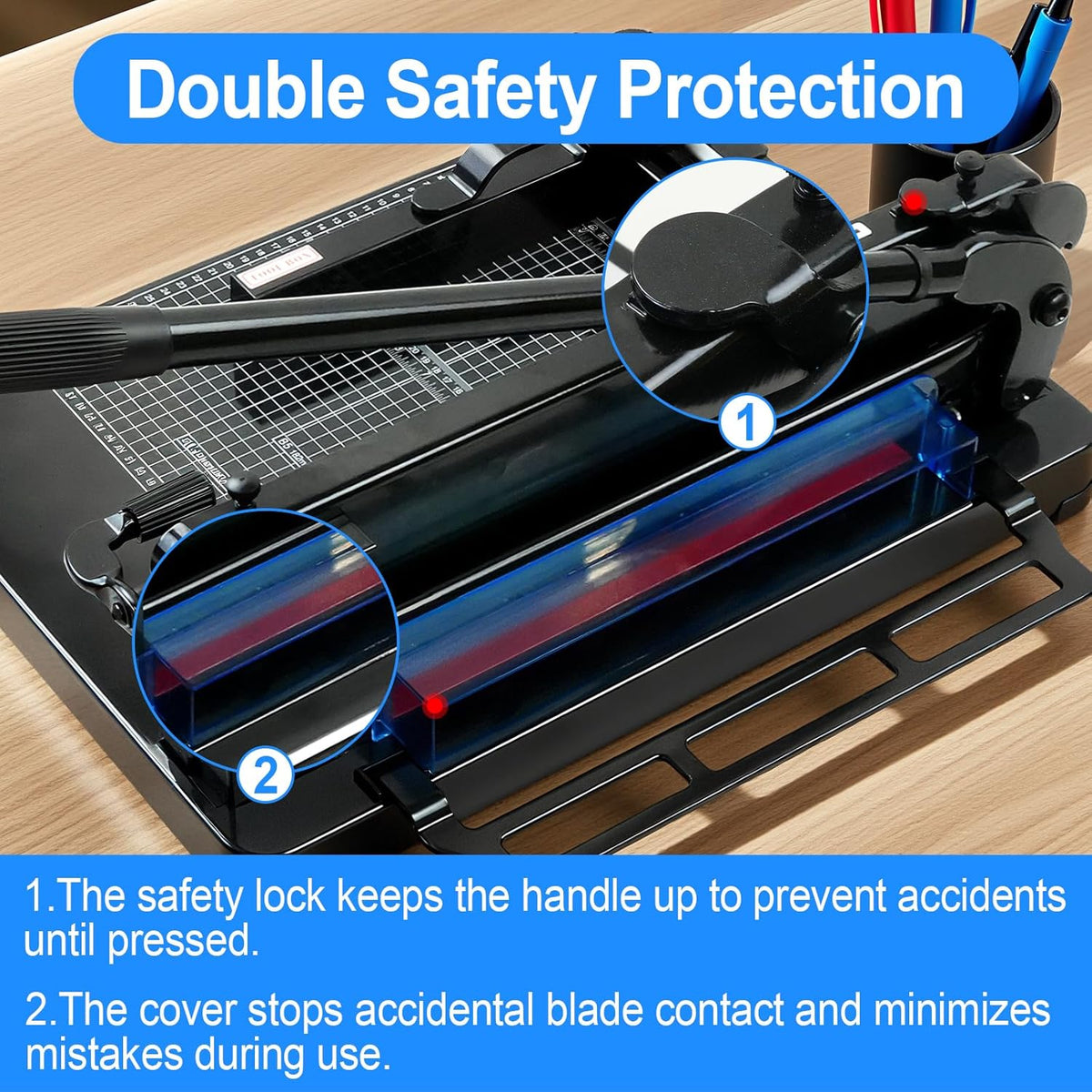 12" Guillotine Paper Cutter, Solid Steel Construction Paper Cutter for A4 Paper, 400 Sheet Capacity Guillotine Paper Cutter for Coupon, Craft Paper and Photos, Black