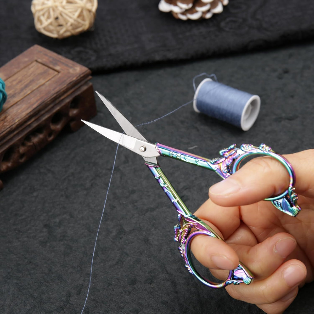 Small Embroidery Scissors with Cover -Cute and Comfortable handles with Sturdy and Sharp Tips for Precise Cutting, Sewing and Craft Supplies Kit