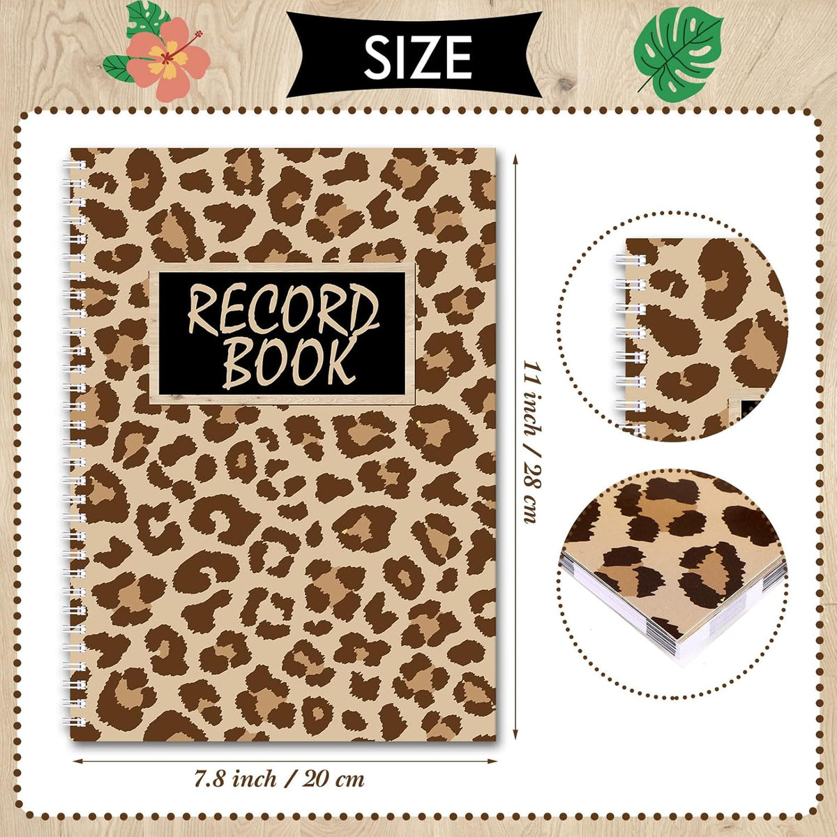 Leopard Teacher Record Book Teacher Grade Book Animal Print Spiral Bound Record Class Gradebook Office Favors Gift for Classroom Attendance Decoration Double Sided Color Printing