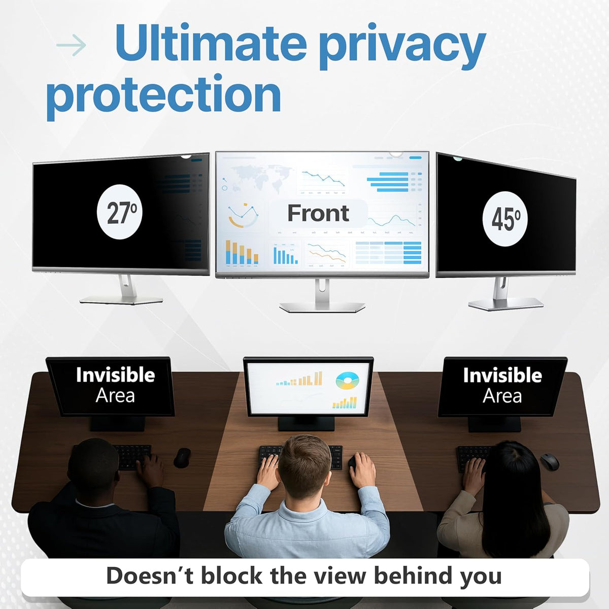 VINTEZ 23.6 Inch 16:9 Privacy Screen for Computer Monitor and Laptop - Anti Glare Protector Film Blue Light Filter Eye Protection - Computer Screen Privacy Shield, [1 Pack]