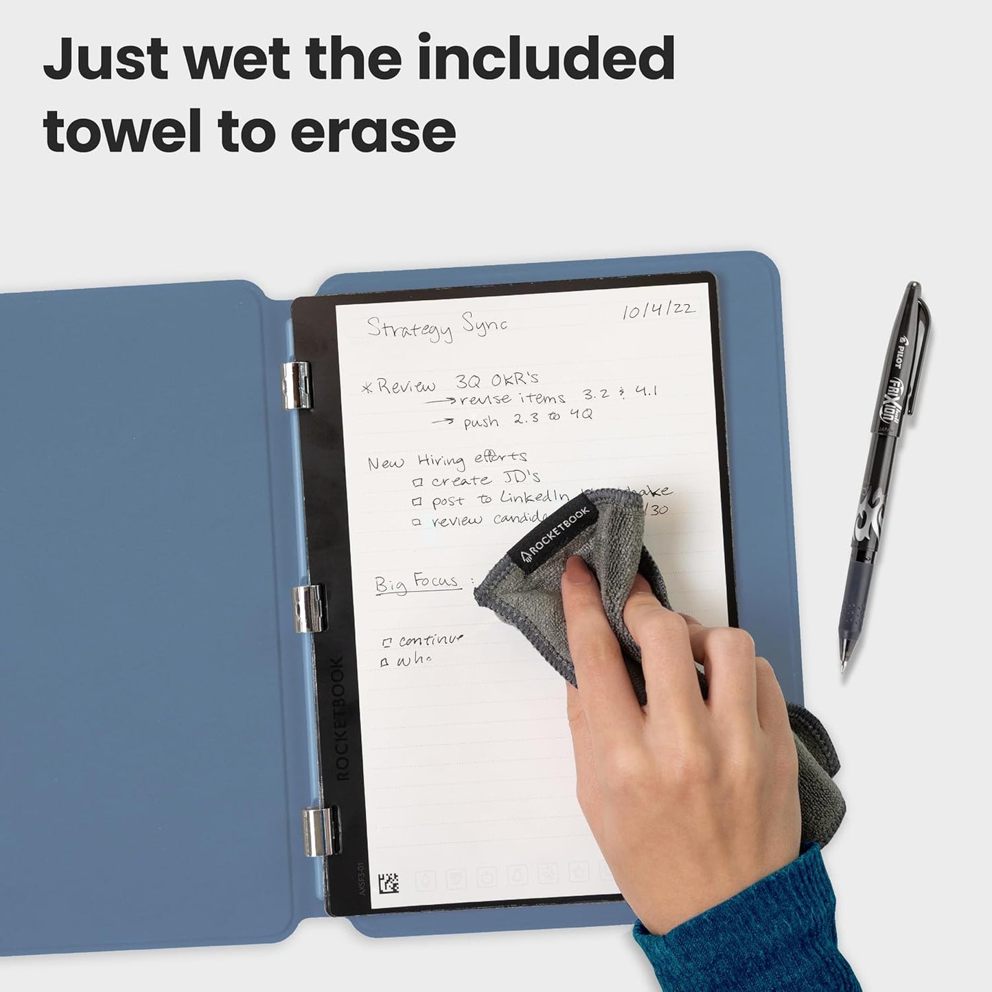 Rocketbook Pro 2.0 Reusable Professional Smart Notebook, Letter Size 8.5x11, Steel Blue - Lined & Dot Grid Pages, App-Connected, Erasable, Premium Cover, Ideal for Work Notes and Business Meetings