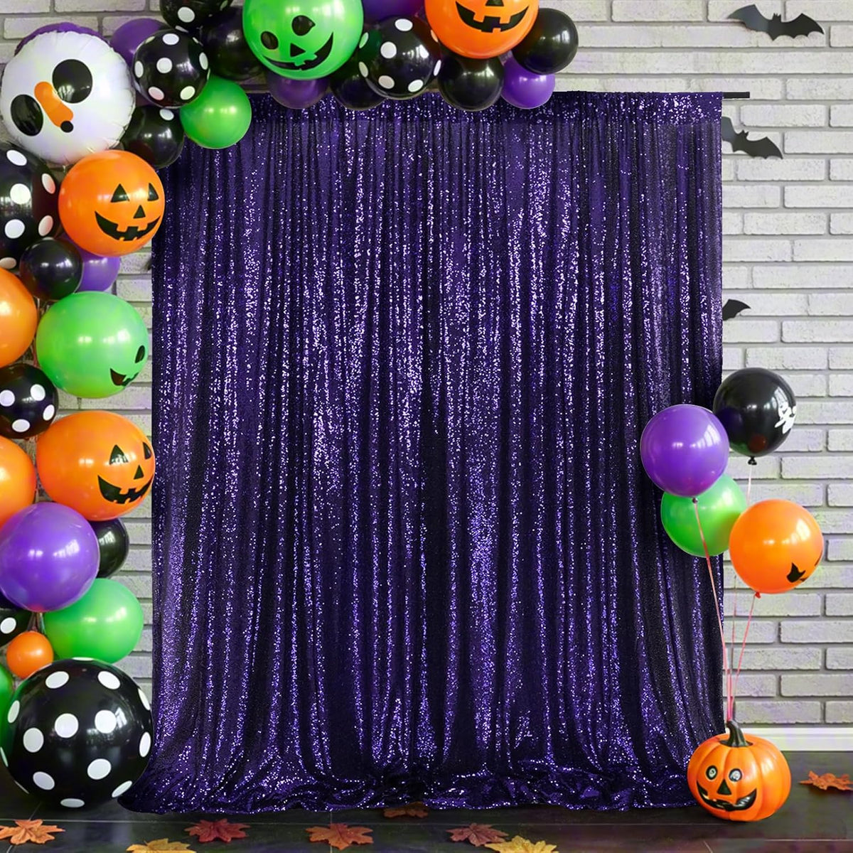 Eternal Beauty Purple Sequin Backdrop, 8x10 Ft Halloween Glitter Background Curtains for Shimmer Photography Party Wedding Birthday Back Drop Decor