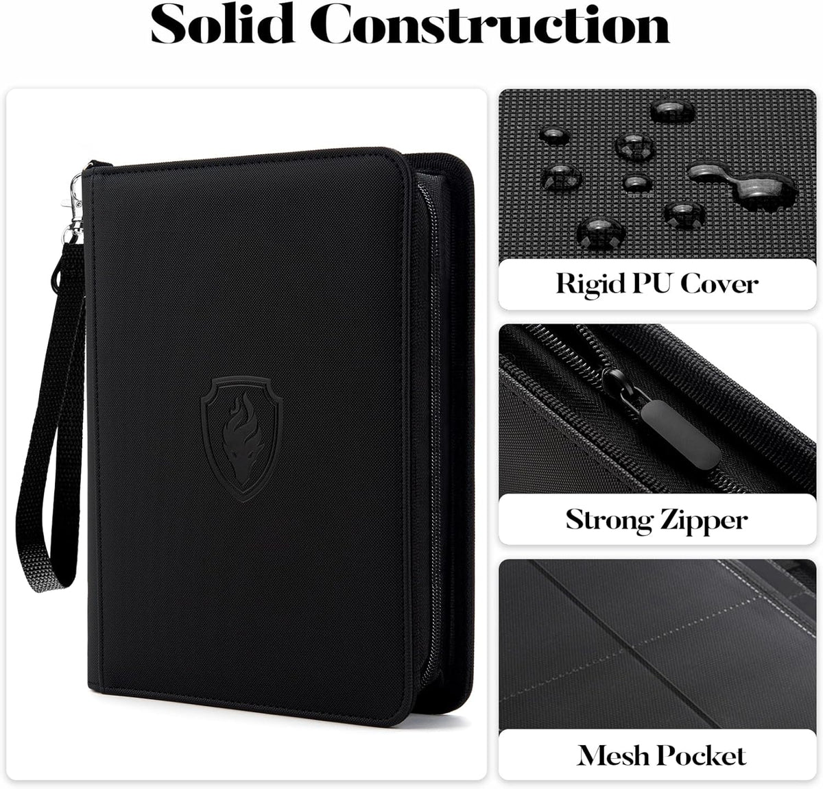 4 Pocket Card Binder for 320 Cards, Fabmaker Premium Zip Trading Card Binder, Portable PU Card Collection Binder, Collector Card Album, Card Folder for MTG, TCG, Sports Cards, Game Cards (Red)