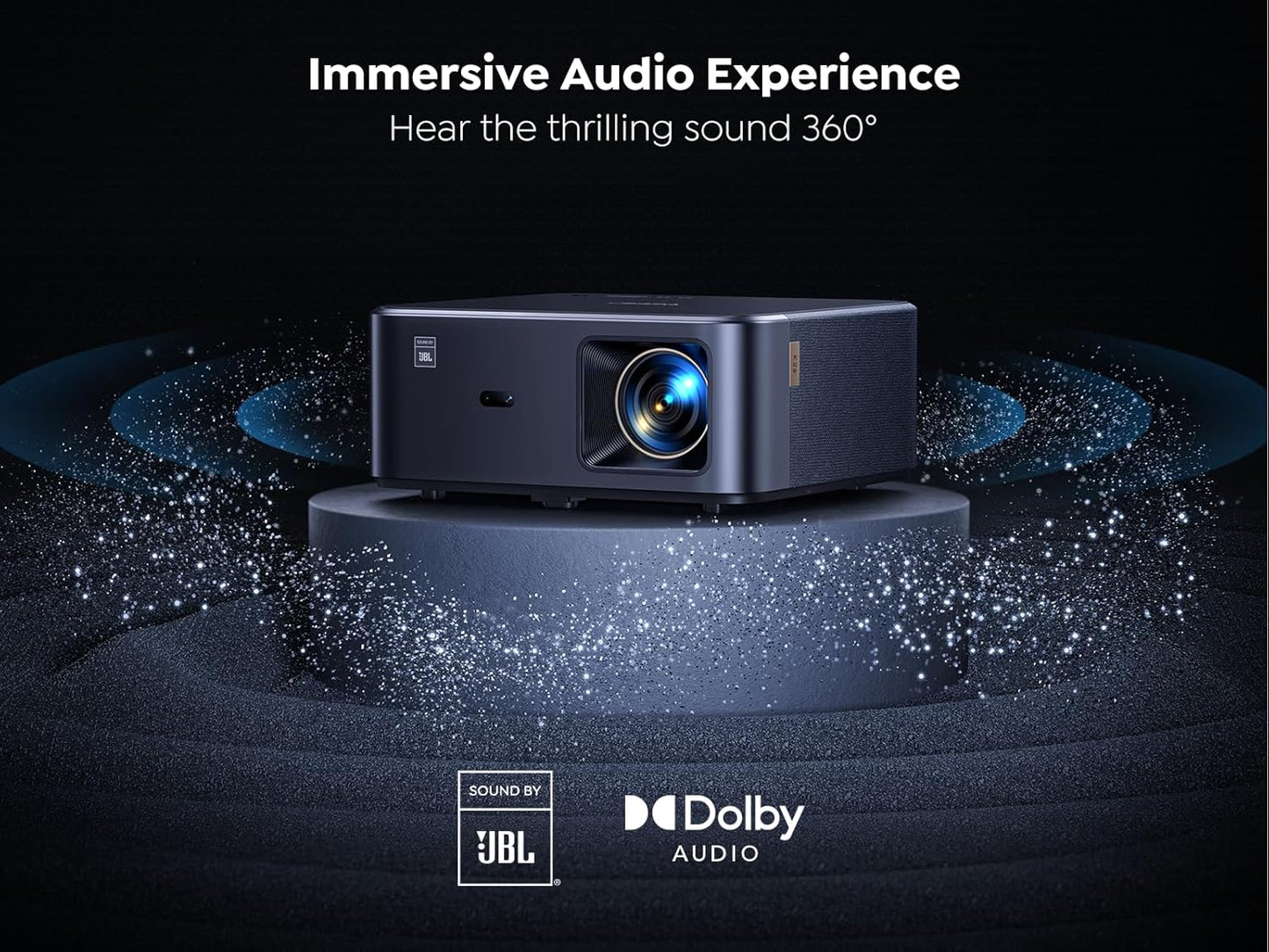 Projector 4K with Google TV, YABER K2s WiFi 6 Bluetooth Projector, Sound by JBL, Dolby Audio, Auto Focus & Keystone,Native 1080P 4K Supported Outdoor Movie Projector with Netflix 7000+ Apps