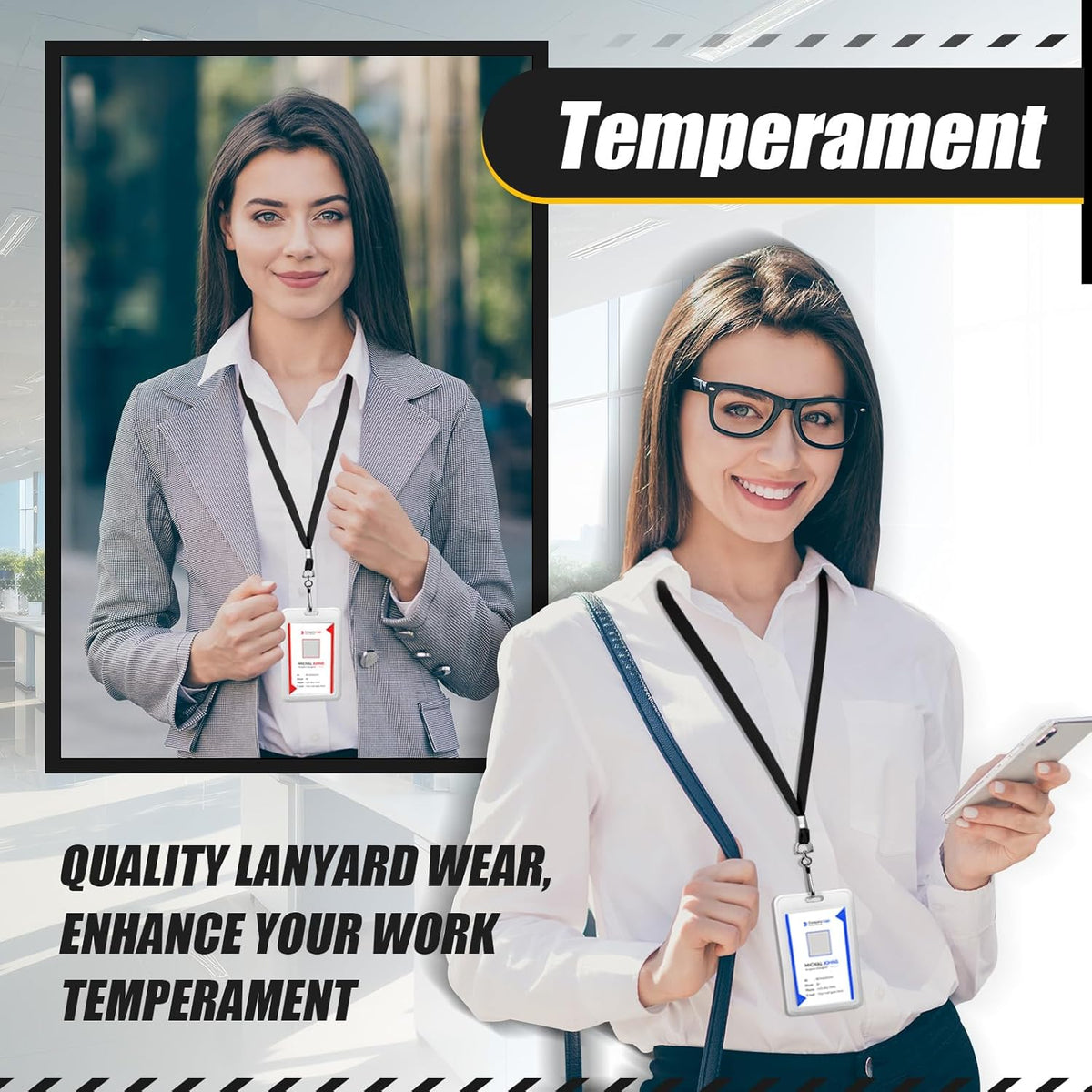 500 Pack Bulk Lanyards for ID Name Badges Holder Flat Lanyards with Hook Clip Swivel for Office School Accessories (Black)