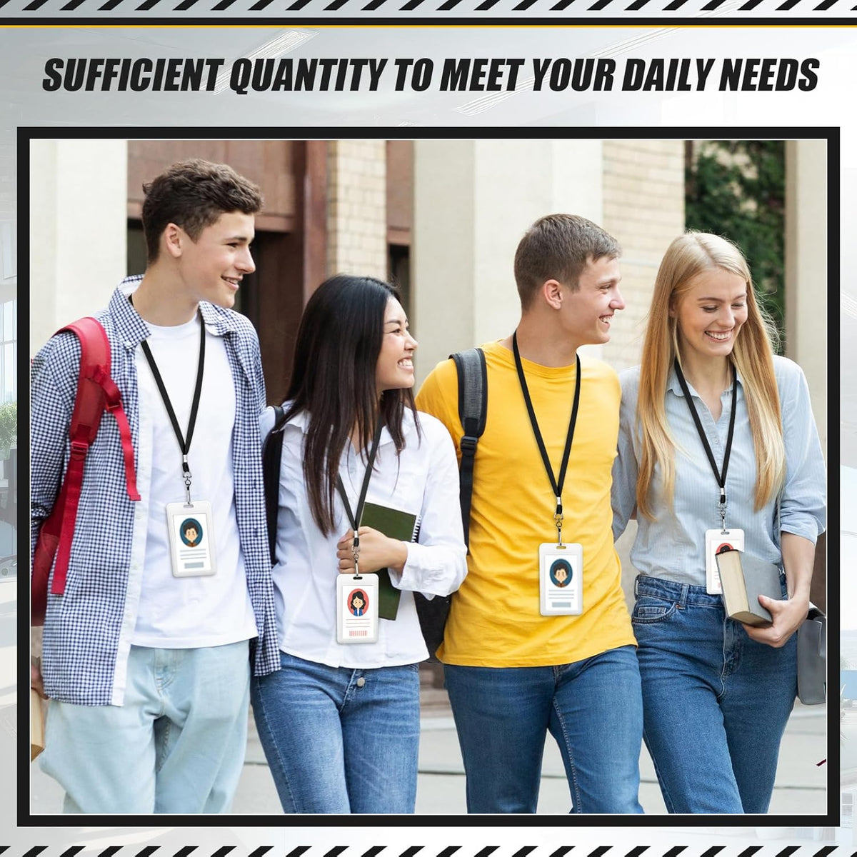 1000 Pack Bulk Lanyards for ID Name Badges Holder Flat Lanyards with Hook Clip Swivel for Office School Accessories (Black)