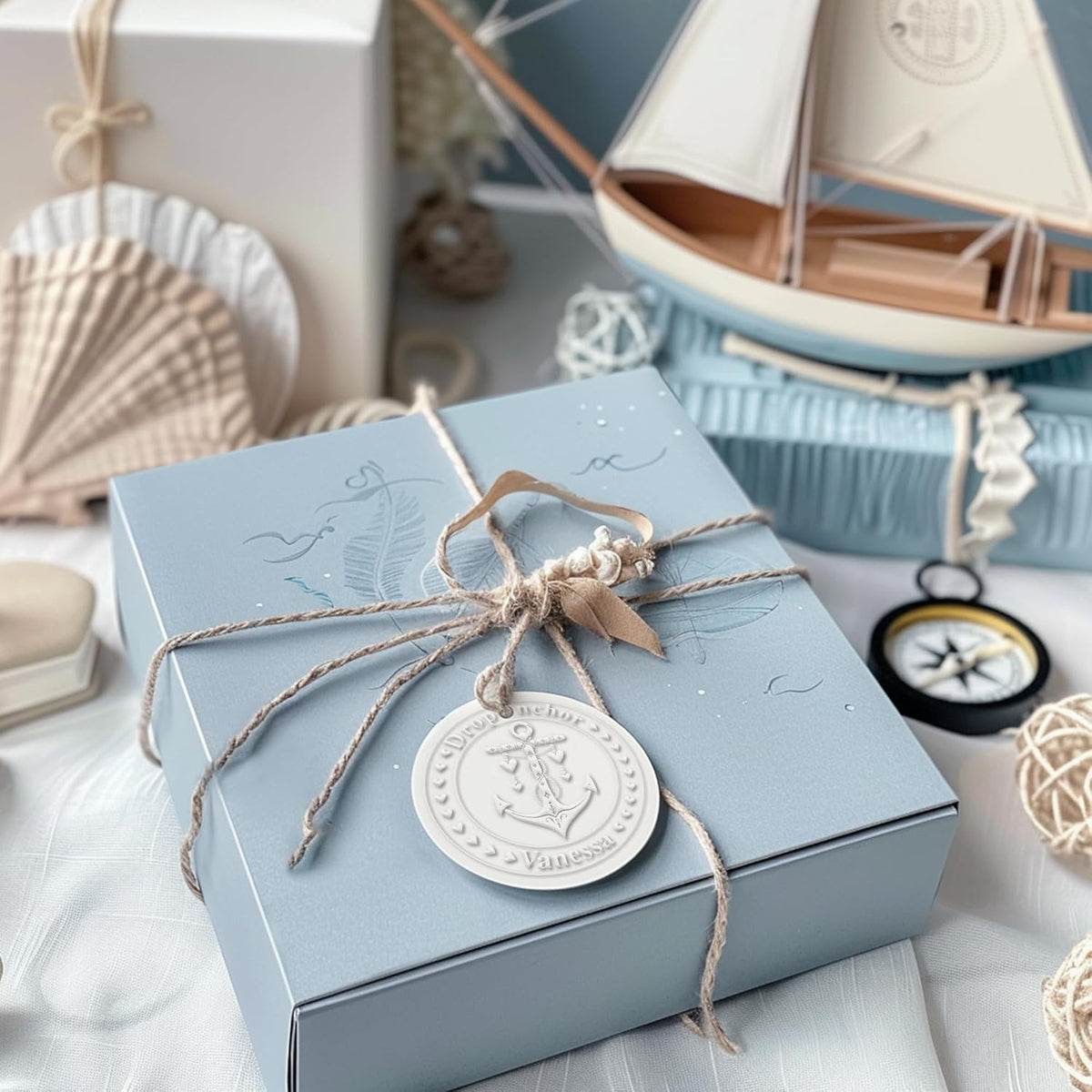 Custom The Library of Embossers Stamps Nautical Theme Color Self-Inking Stamp with Your Name & Design Ship Anchor Great for Personalized Books