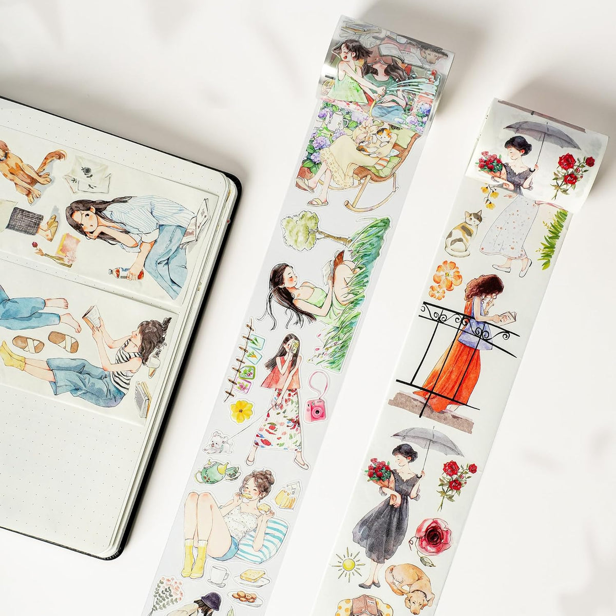 WT Pre-Cut Leisurely Days Washi Tape Roll, Original Designs, Decorative for Bible Journaling, Bullet Journals, Scrapbooks, Planners & DIY Craft Supplies