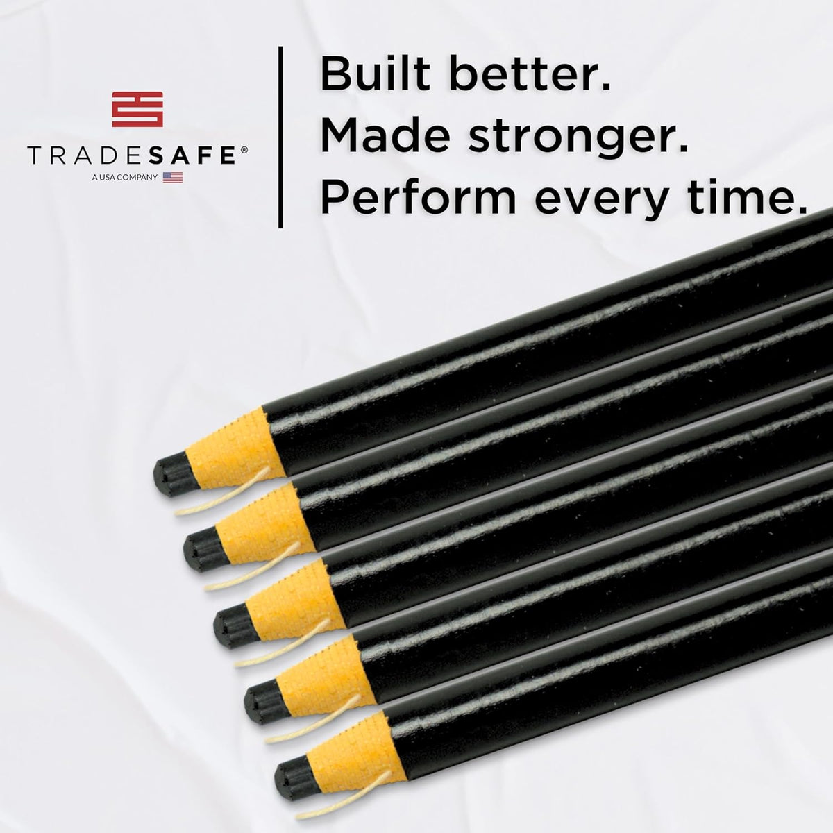 TRADESAFE China Markers Grease Pencils - 5 Black Grease Markers, Peel-Off Wax Pencils for Labeling on Metal, Glass, Vinyl, Wood, Fabric, Rubber, No Sharpening Needed
