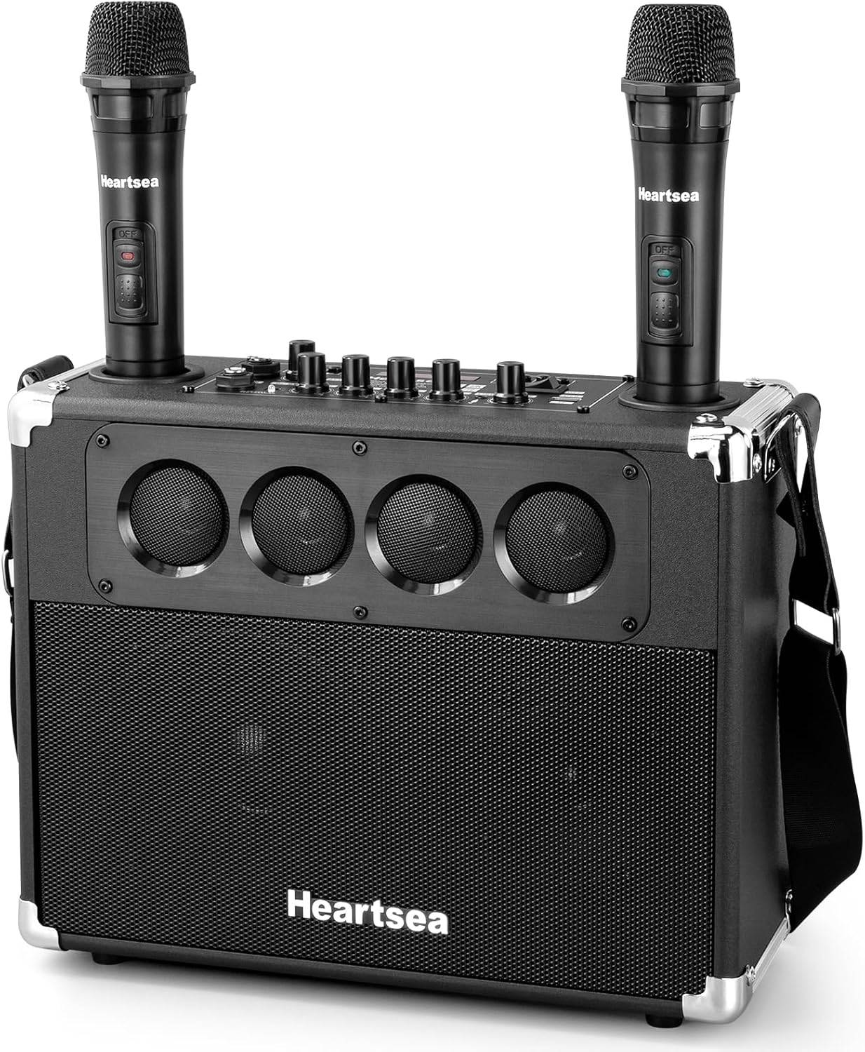 Heartsea Karaoke Machine with 2 Wireless Microphones for Adults & Kids – Portable Big Bluetooth Party Speaker, Voice Amplifier with TWS Pairing, 3-Way Big Sound for Home & Outdoor Party