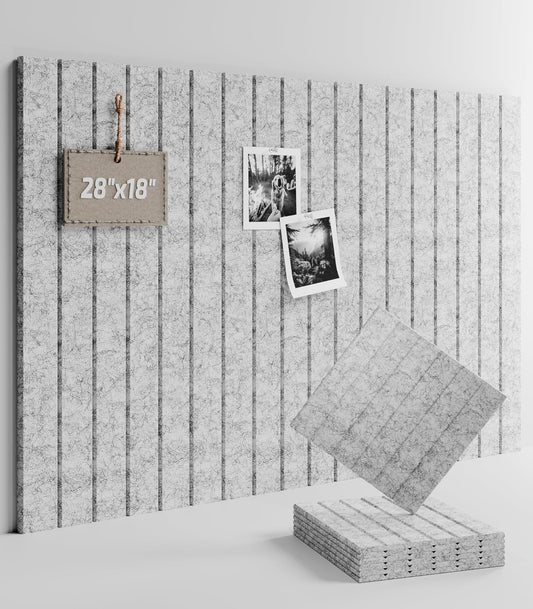 Felt Bulletin Board Tiles -28"x18" with 40 Adhesive Tabs, Cork Board Alternative for Office Decor, Push Pin Board Wall Organizer 6-Pack（Marble Gray）
