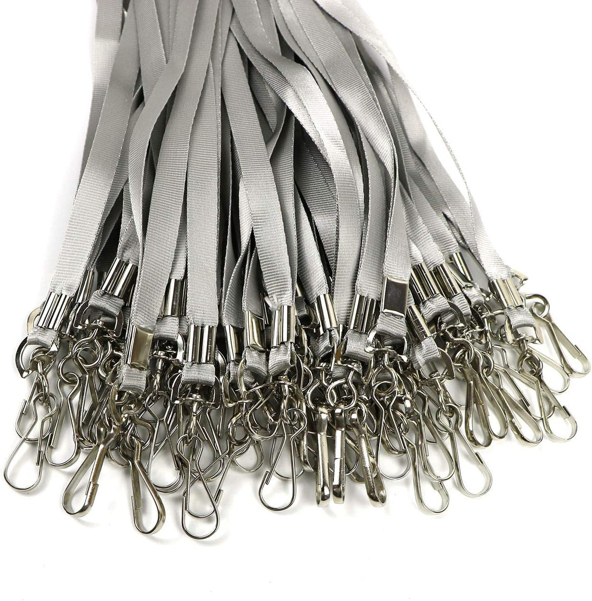 Beebel Gray Lanyard Bulk Lanyards for Id Badges Flat Lanyard with Badge Clip Swivel Hook 50 Pack