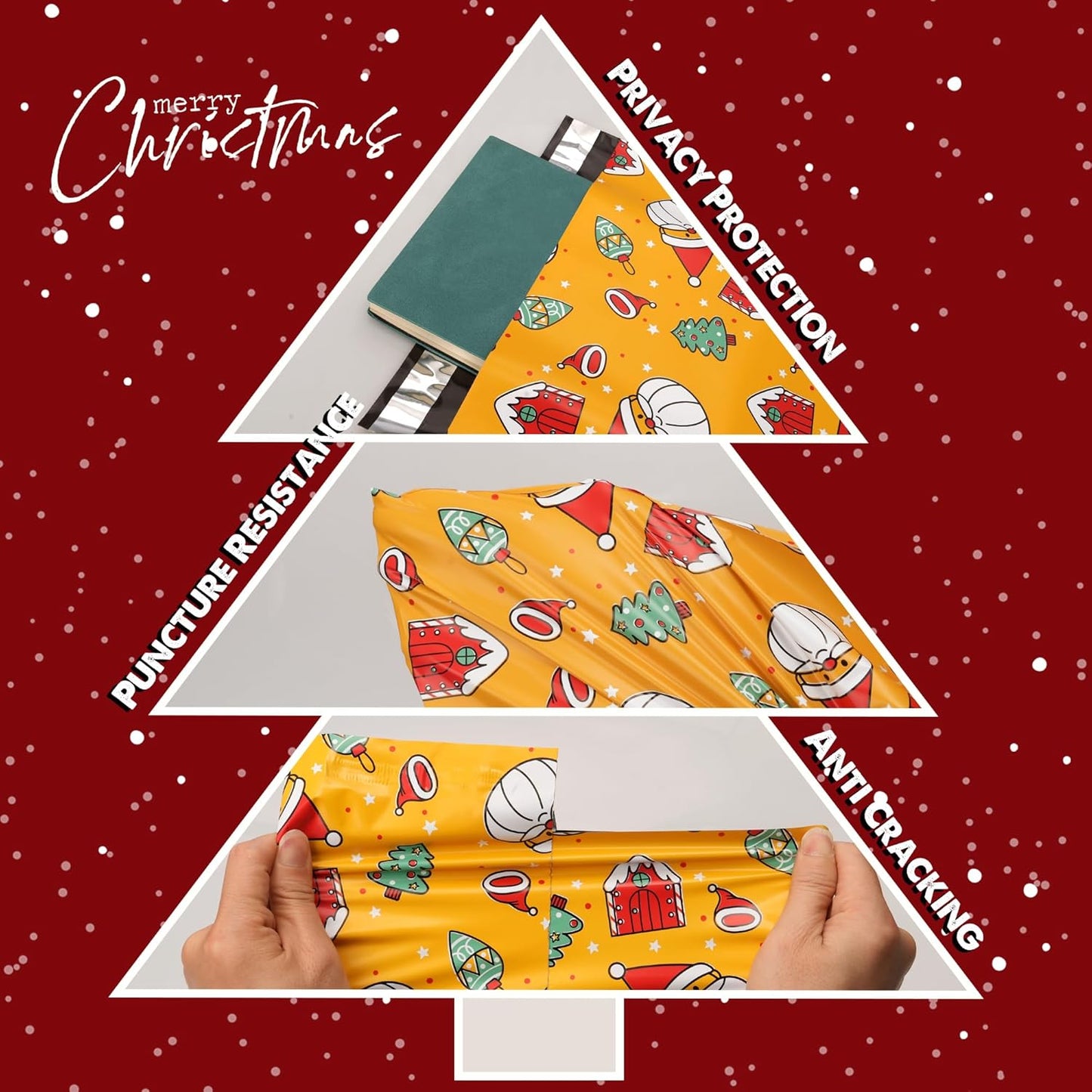Christmas Poly Mailer 6x9 Inch 100 Pcs, Waterproof Shipping Bags for Clothing, Tear-Resistant Mailier Bags, Strong Mailing Bags with Self-Seal - Santa claus Printed