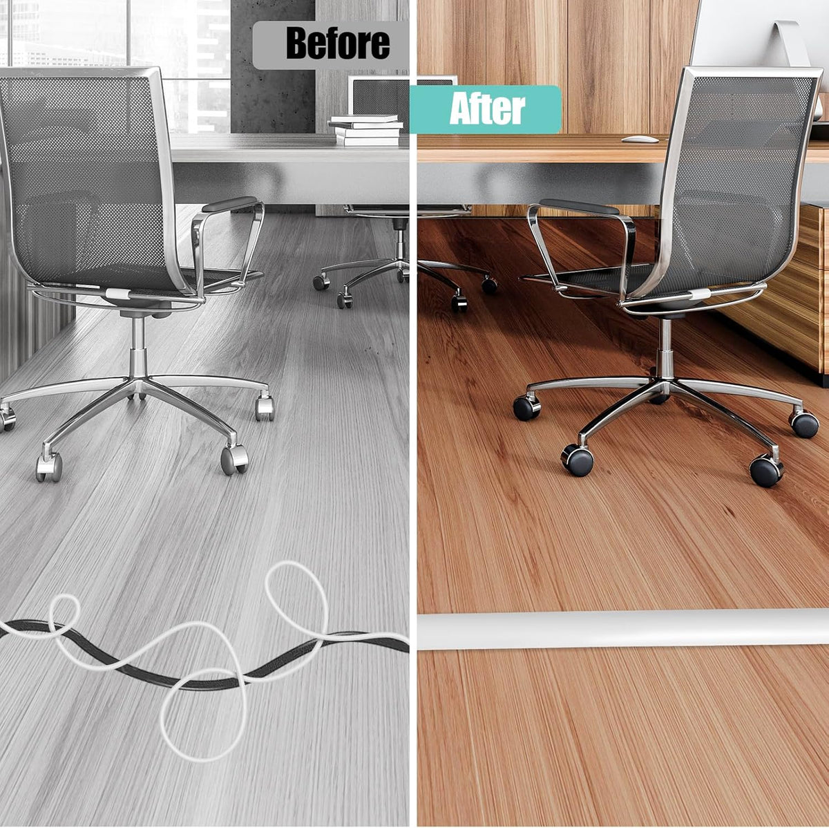 Floor Cord Cover Self Adhesive Cord Hider,3.3FT Cable Management, Extension Strip Protector for Wires, Prevent Cable Trips for Offices, Gyms, Exhibitions Cavity:0.51"(W) x 0.3"(H) White