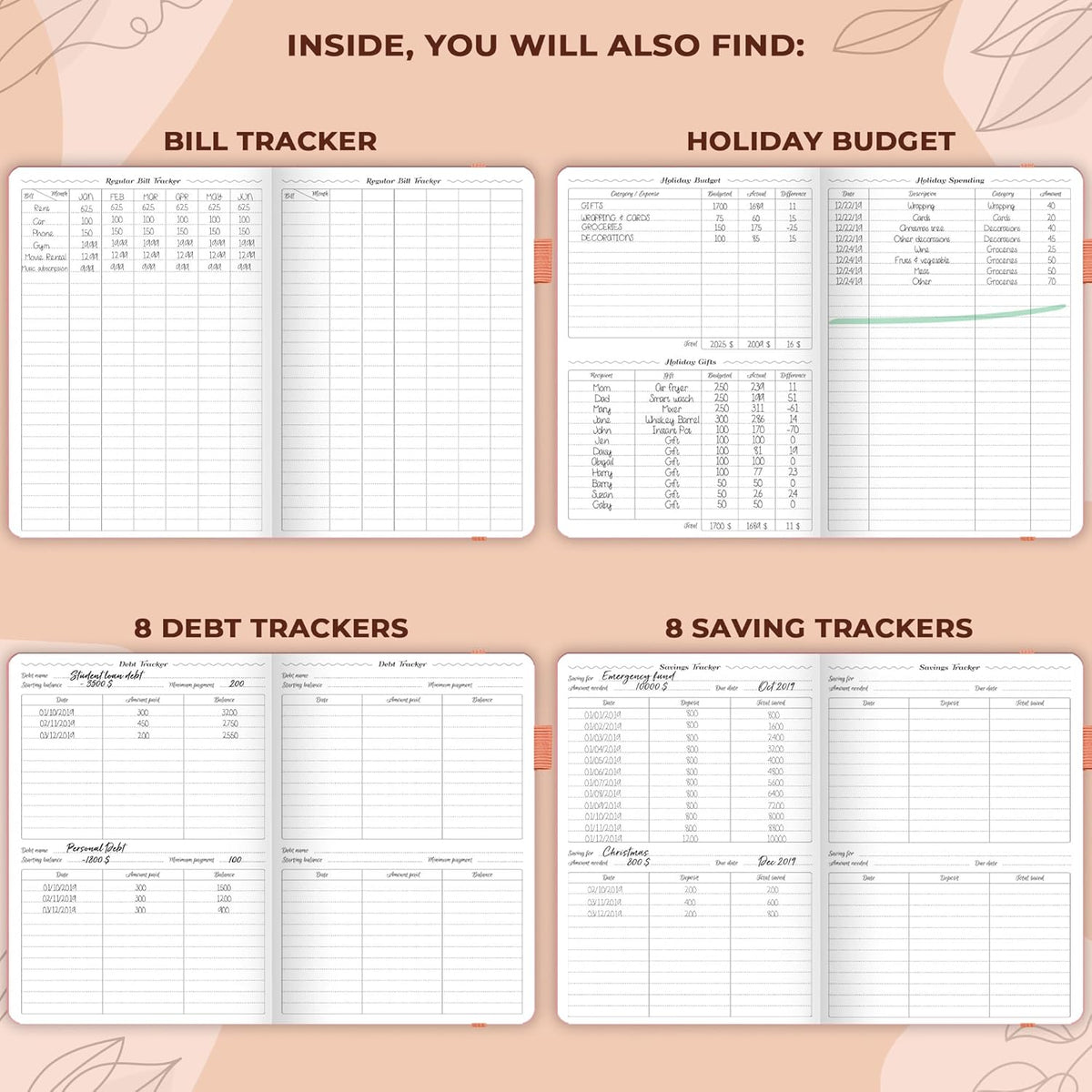 GoGirl Budget Planner – Monthly Financial Planner Organizer Budget Book. Expense Tracker Notebook Journal to Control Money, Compact (Peach Pink)