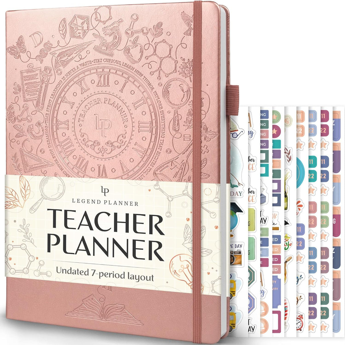 Legend Teacher Planner – Undated Lesson Plan Book for Teachers with Weekly & Monthly Calendars - Classroom Organization & School Year Planner – 8.5”x11.5” Hardcover (Rose Gold Debossed)
